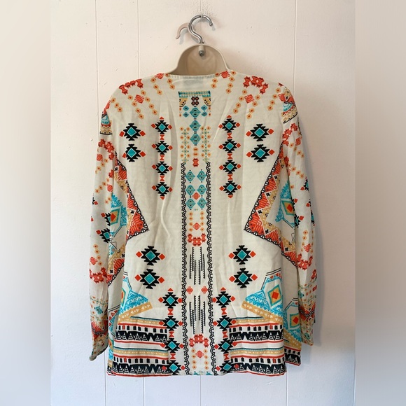 Rococo Sand Boho Embroidered Colorful 100% Silk Blouse size M - Picture 5 of 9